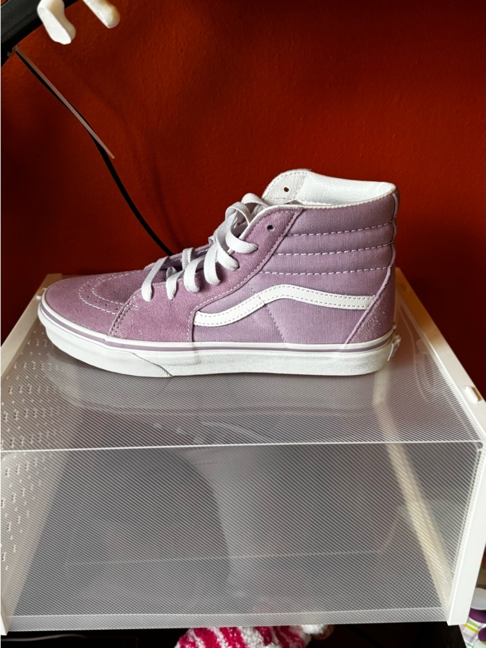 Vans Lilac and White Sk8-Hi High-Top Sneakers